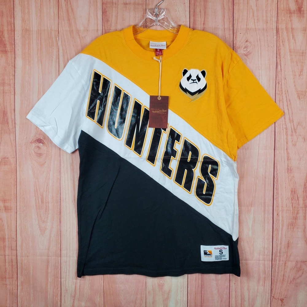Mitchell & Ness Owl Play Mens T-Shirt Sz Small Yellow Black Chengdu Hunters